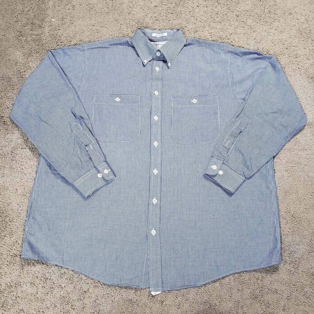 Burberry Of London Shirt Mens 17 35 Blue Micro Gingham Check Dress Vintage USA
